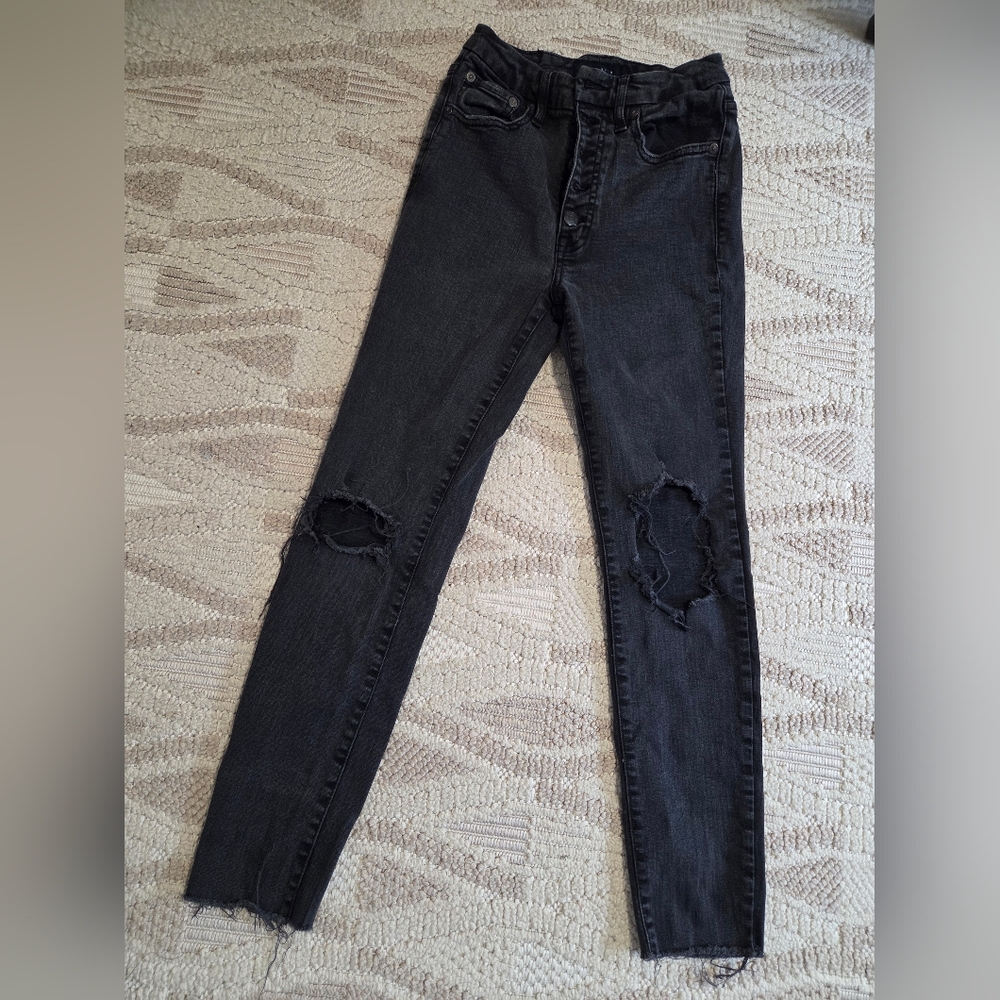 Aeropostale Skinny JEANS SIZE 4R Super HIGH RISE Curvy JEGGINGS BLACK